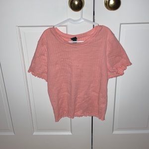 girls ribbed lettuce edge top